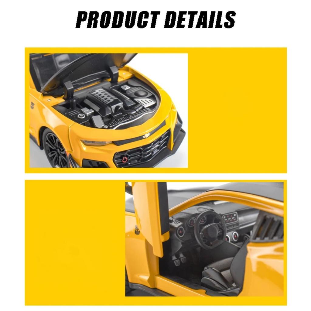 1/24 Scale Chevrolet Camaro Alloy Sports Car Model Diecast Simulation Model Collection Hobbies Decoration Boutique Ornament Gift for Boyfriend