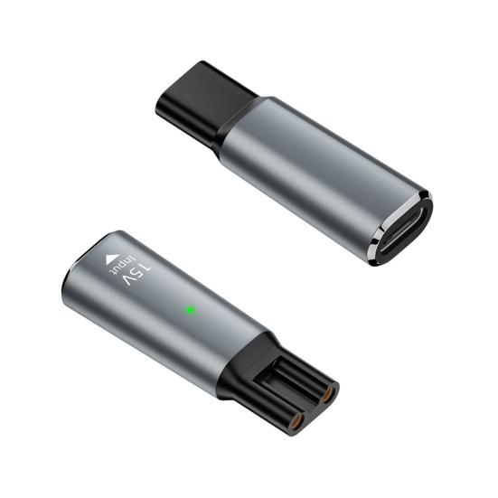 Адаптер питания бритвы Type-C для Philips 4,3 В/5 В/8 В/15 В, разъем зарядного преобразователя электробритвы из алюминиевого сплава со светодиодным индикатором
