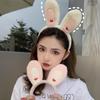 Милая корейская повязка на голову с ушками кролика для женщин - универсальный и пушистый аксессуар для волос