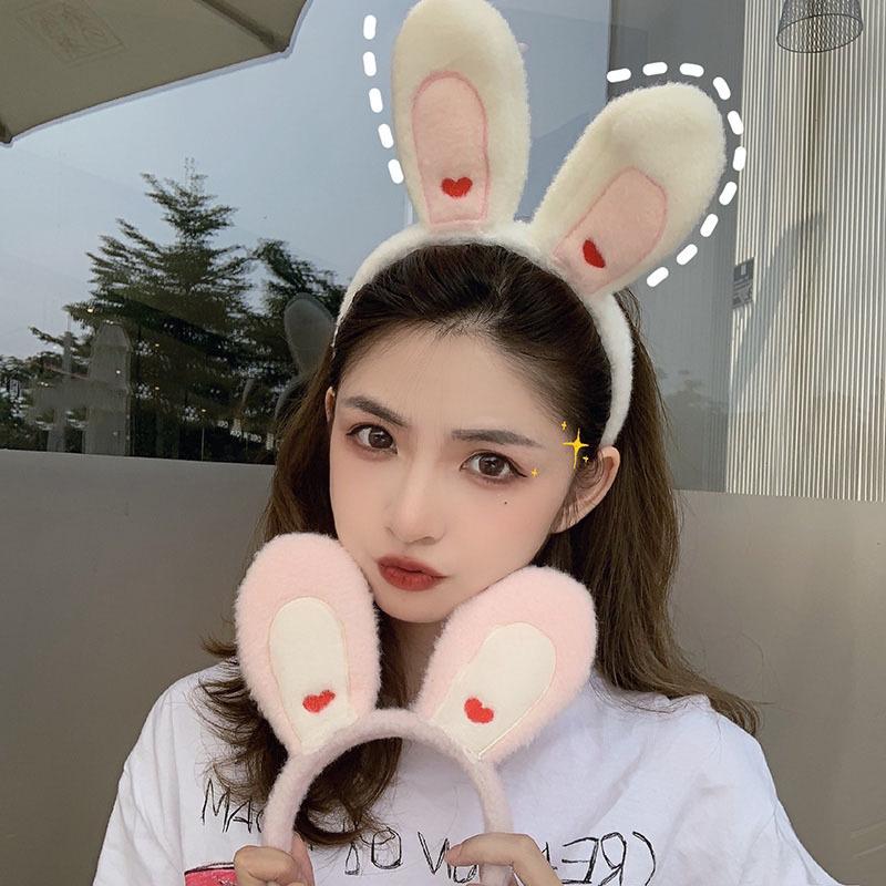 Милая корейская повязка на голову с ушками кролика для женщин - универсальный и пушистый аксессуар для волос