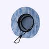 Unisex Fisherman Hat Extra Large Brim Adjustable Fit Hiking Bucket Hat Windproof Buckle Washed Denim Outdoor Travel UV Blocking