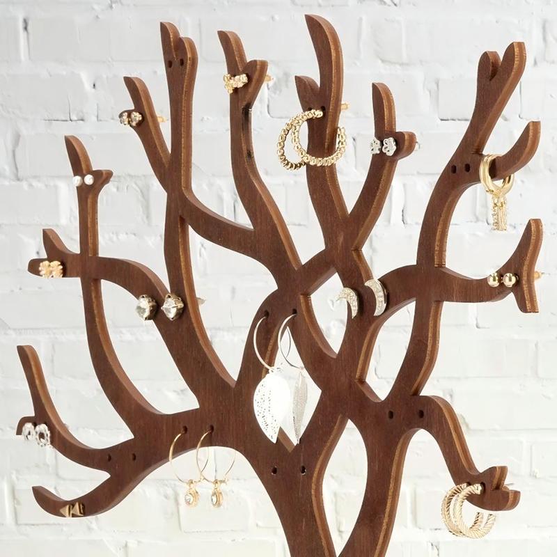 Jewelry Display Stand Wooden Tree Tower Rack Hanging Organizer For Ring Earrings Necklace Bracelet Hair Accessories