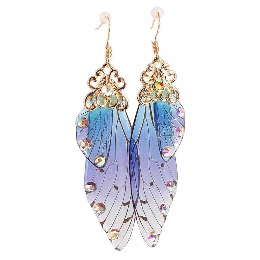 Модные женские украшения Элегантные серьги-капли Длинные серьги в форме крыла цикады