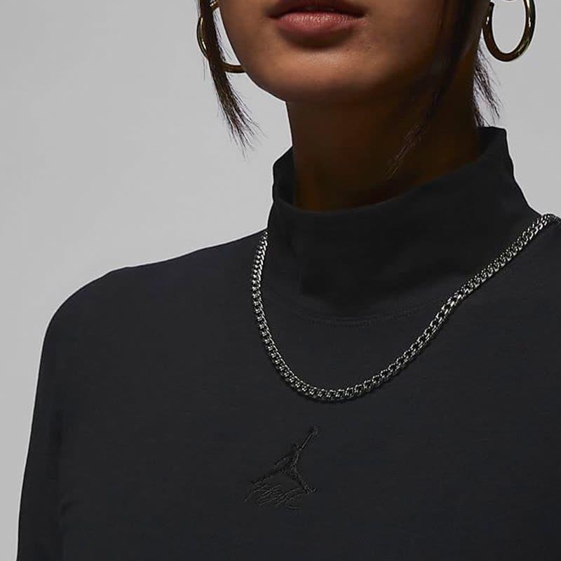 Jordan T Shirts Women's Black Turtleneck Moderate Straight Fit FQ8061-010