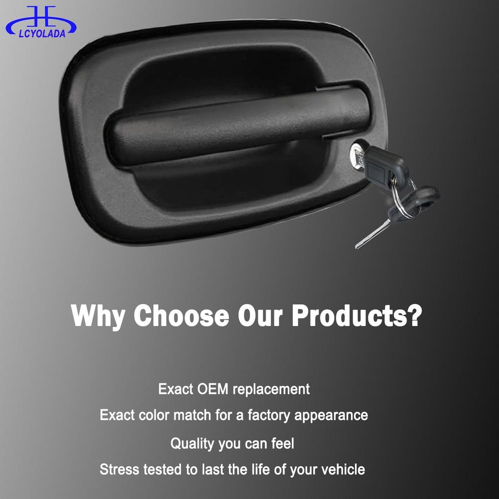 Front Exterior Door Handle With Locks Compatible With 1999-2006 Chevy Silverado 1500 2500 3500 Classic Suburban Tahoe Avalanche GMC Sierra Yukon XL