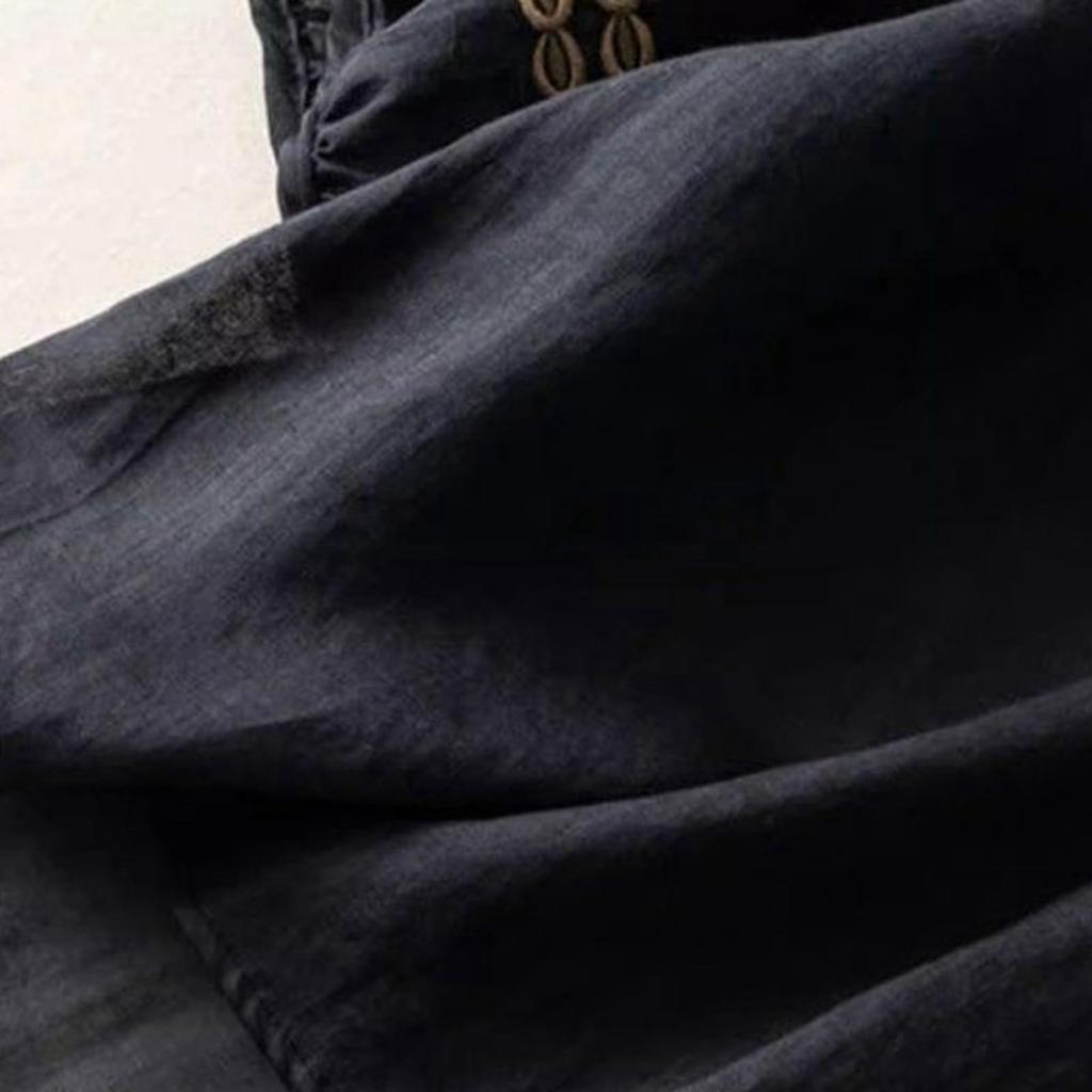 Women's Solid Color Cotton And Linen Short-sleeved Embroidered Retro Breathable T-shirt Round Neck Top