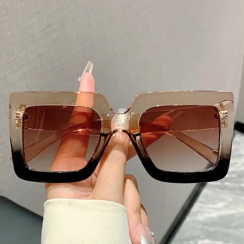 Солнцезащитные очки с градиентной расцветкой и вставками Модные Корейский стиль УФ-защита Модные Простые Универсальные Очки