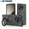 KEYSION Противоударный магнитный чехол для POCO F7 Pro 5G с вертикальной металлической подставкой-кольцом для просмотра видео, задняя крышка для телефона Xiaomi POCO F7 Ultra 5G
