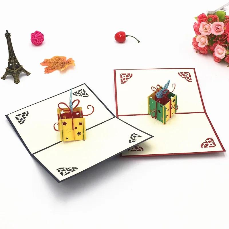 Рождество День рождения Валентина Поздравительная открытка Бумажное искусство Мульти Узоры 3D Поздравительные открытки Дни рождения Новый год Фестиваль Картон Подарок
