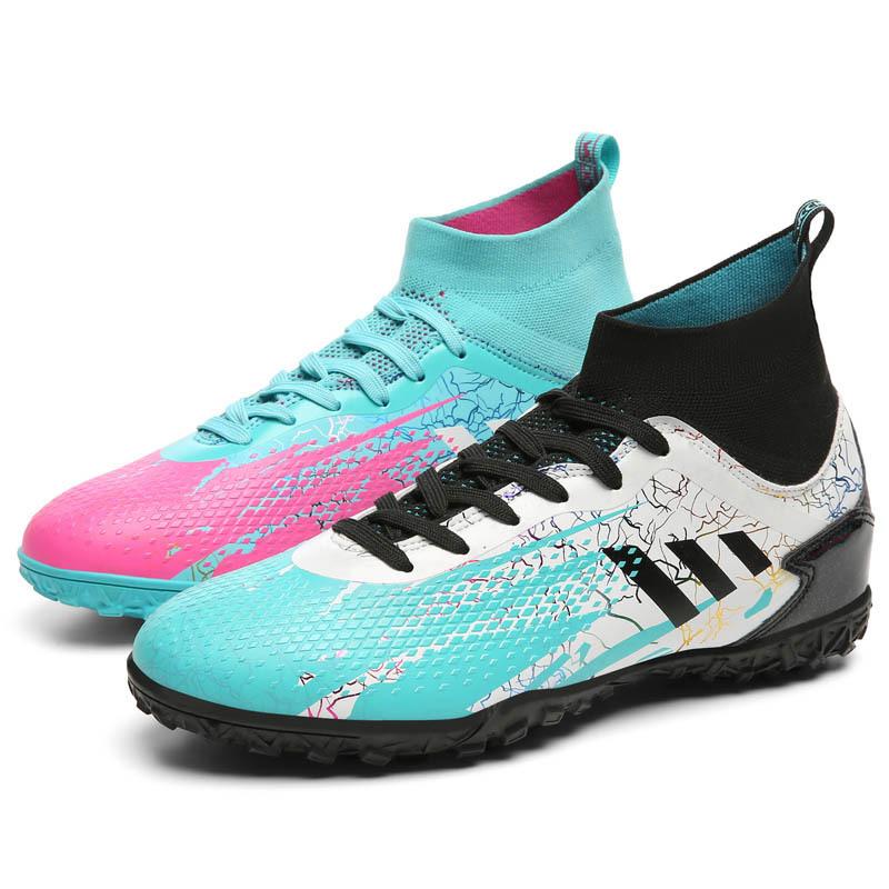 Новые бутсы с высоким верхом, мужские AG длинные шипы искусственный газон TF шиповки для тренировок детские мужские и женские кроссовки