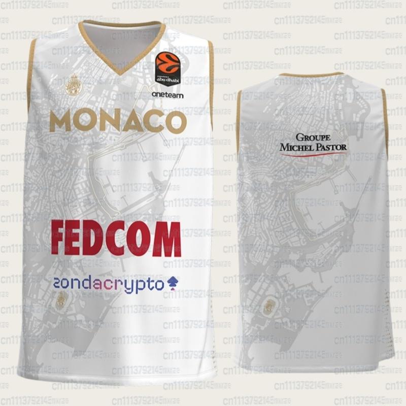 3D-печатный баскетбольный костюм AS Monaco 2026, спортивный жилет для баскетбола, тренировочный костюм для баскетбола, эксклюзивный домашний комплект для болельщиков