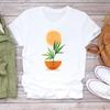 (Asian Size) T Shirt Top Plant Cartoon Trend Cute 90s Fashion Casual Clothing Tee Short Sleeve Women Print Lady Female O-neck Graphic T-shirt