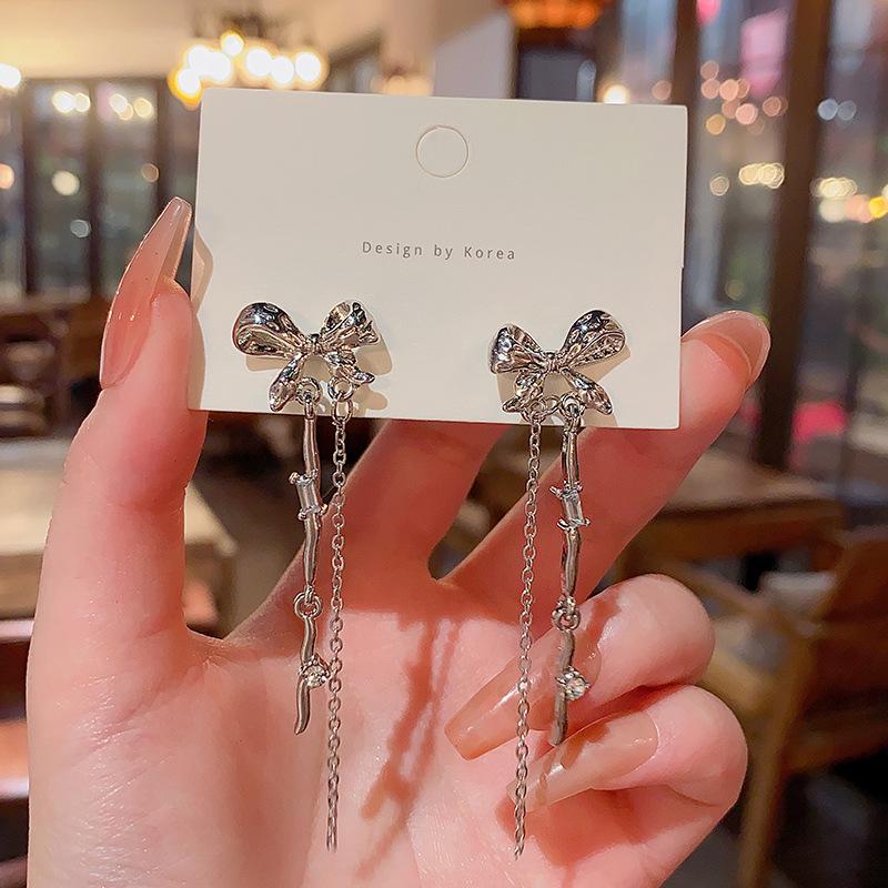 S925 Silver Needle Long Tassel Butterfly Earrings for Women: Luxurious Fairy Style