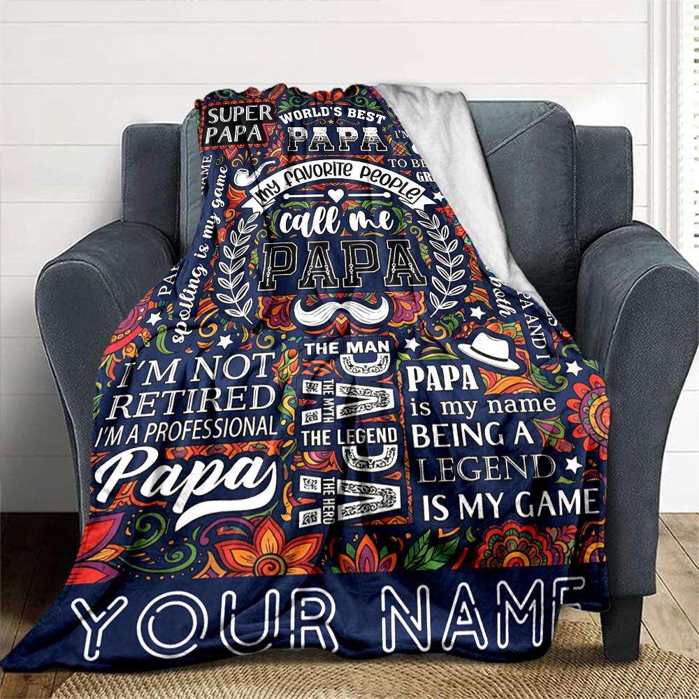 Warm Memories Of Father'S Day Themed Blanket Personalized Name Soft Warm And Versatile For Sofa Bed Office And Travel Machine Washable Comfortable In