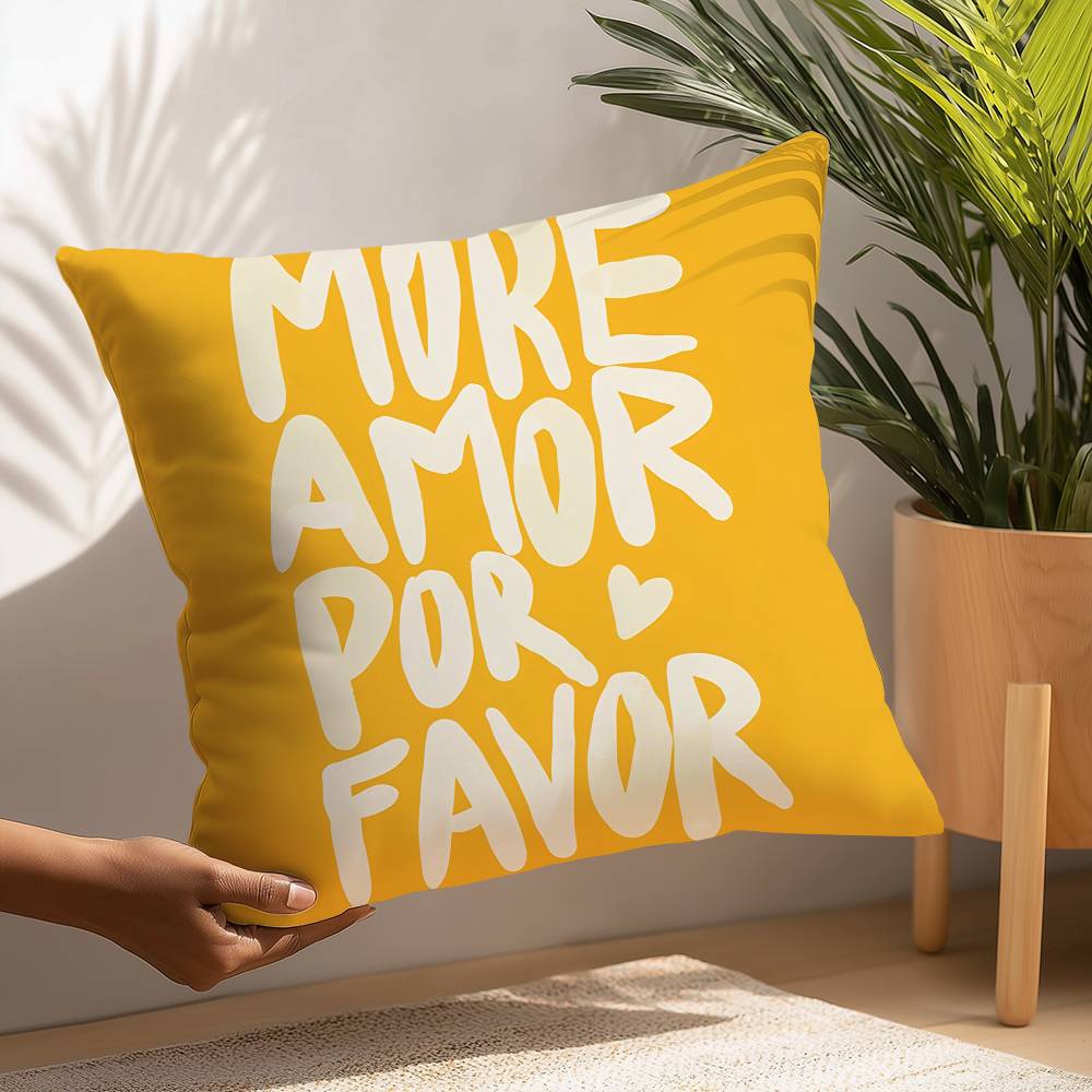 Максималистская Подушка с Цитатами 'More Amor Por Favor' Декоративная для Дивана Дома Двусторонняя Печать Короткий Плюш Чехол для Подушки