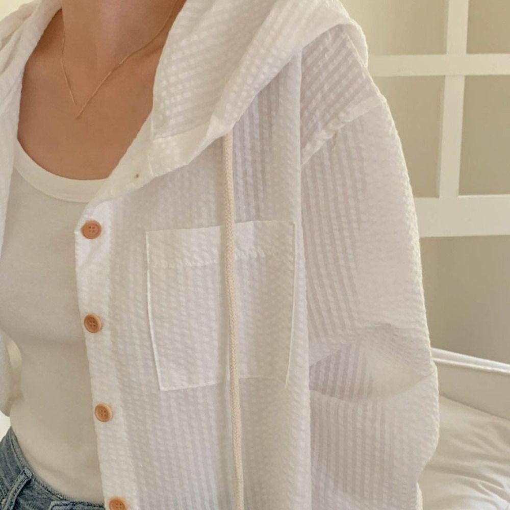 Ретро Полосатая Толстовка с Капюшоном Солнцезащитные Толстовки для Женщин Стильная Рубашка с Длинным Рукавом Осень