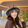New Winter Cold Hat Women Show Small Face Ear Protector Basin Hat Leopard Print Thickened Cotton Plush Warm Mongolian Hat