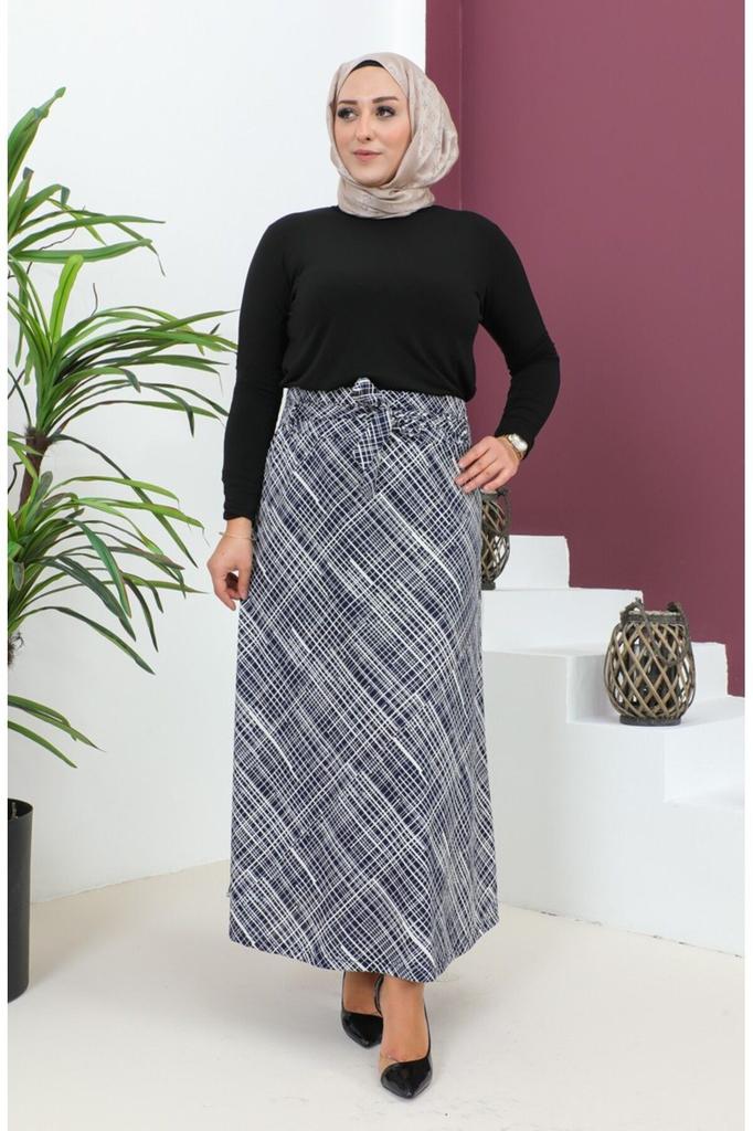 Женская стильная юбка большого размера с рисунком, расклешенная юбка с поясом