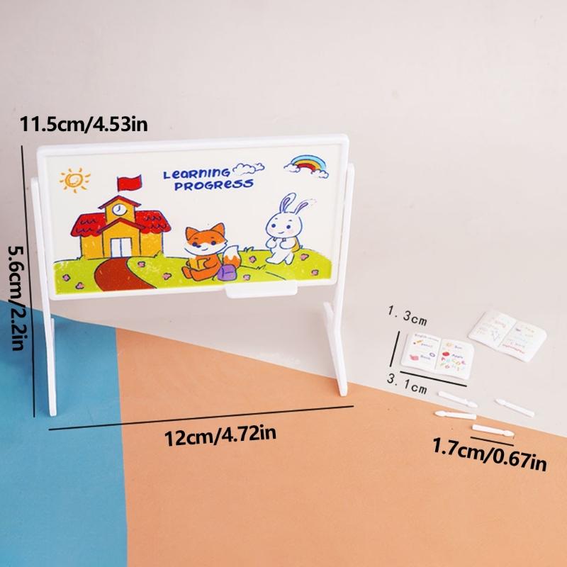 Миниатюрный набор мебели для классной комнаты в масштабе 1/12 Для кукольного домика С подробным столом, стулом и сценой с доской Фигурка