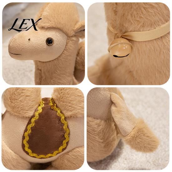 Soft Camel Plush Doll Realistic Bactrian Doll, Stuffed Animal Toy with Embroidered Saddle Pads Pendant And Bells, Fuzzy for Kids Gifts Home