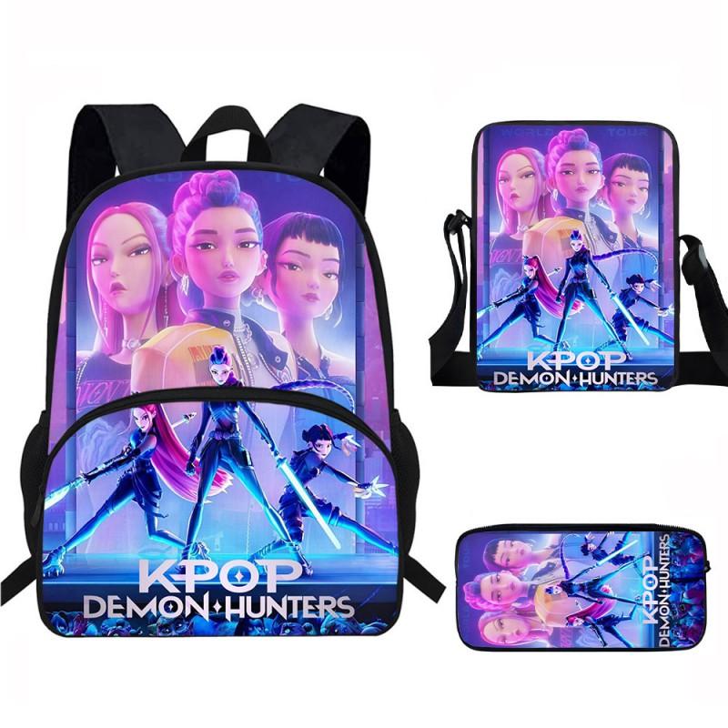 Kids School Backpack Set With Printed Cartoon Design Elementary Students Lightweight Spine-Protective Durable Oxford Fabric