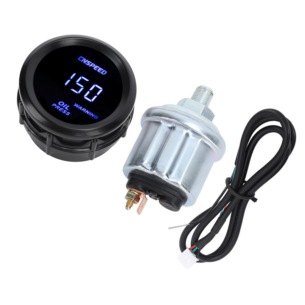 52mm Digital Oil Pressure Gauge Oil Press Meter with Blue Back Light Universal Fit for 12v Vehicle
