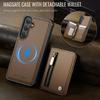 For Samsung Galaxy S25 Case JEEHOOD J12 Magnetic Detachable Zipper Wallet Kickstand Leather Back Cover Magnetic Case
