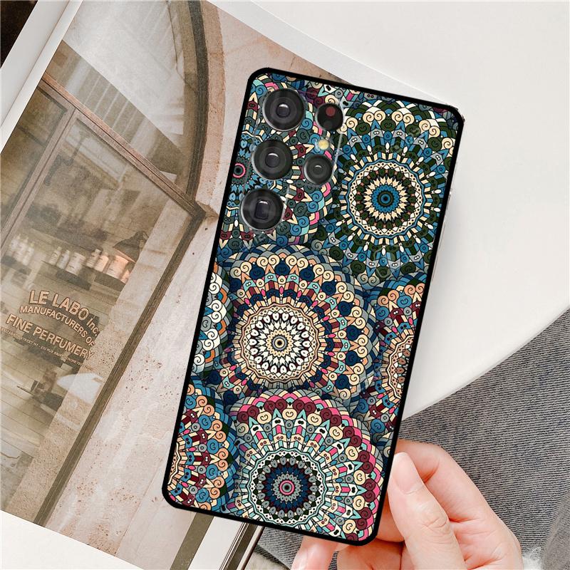 Flowers Mandala Floral Phone Case For Samsung Galaxy S24 Ultra S9 S10 S20 S22 S21 Plus S23 FE S25 Ultra Full Cover