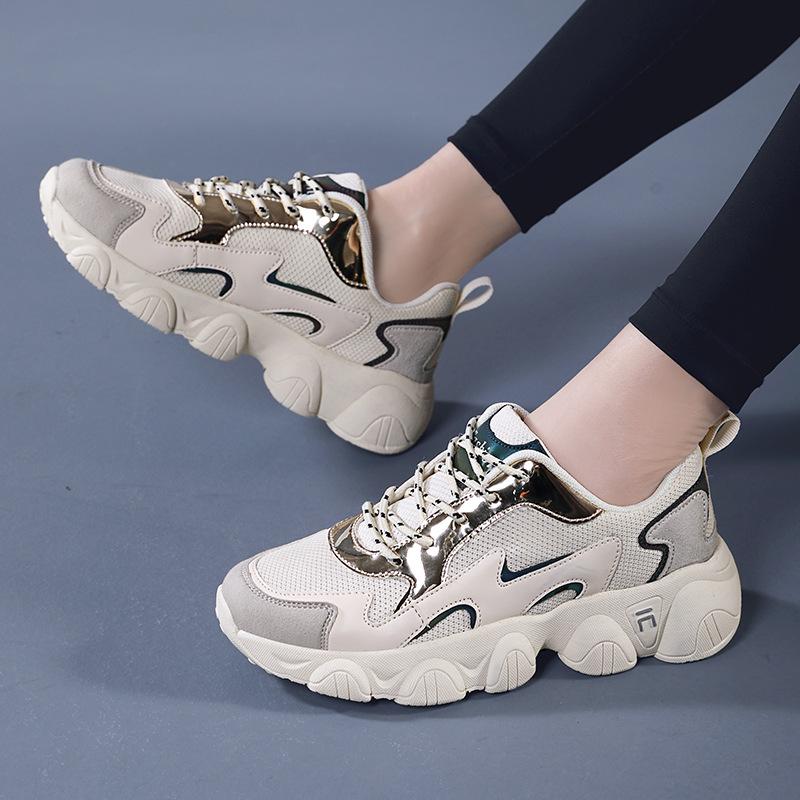 Брендовые сетчатые дышащие кроссовки для папы, женские, новинка 2024 года, повседневные, удобные, с мягкой подошвой, на танкетке, спортивные кроссовки для бега