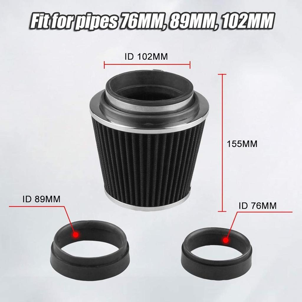RYANSTAR Universal Clamp-On Air Intake Filter,3 In /3.5 In /4 In Three Different Sizes, Round Tapered High Performance, Washable, Replacement Air