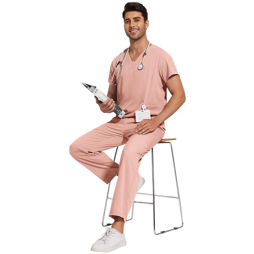 Мужские однотонные быстросохнущие тонкие повседневные и удобные брюки с короткими рукавами, рабочая униформа, матовый костюм