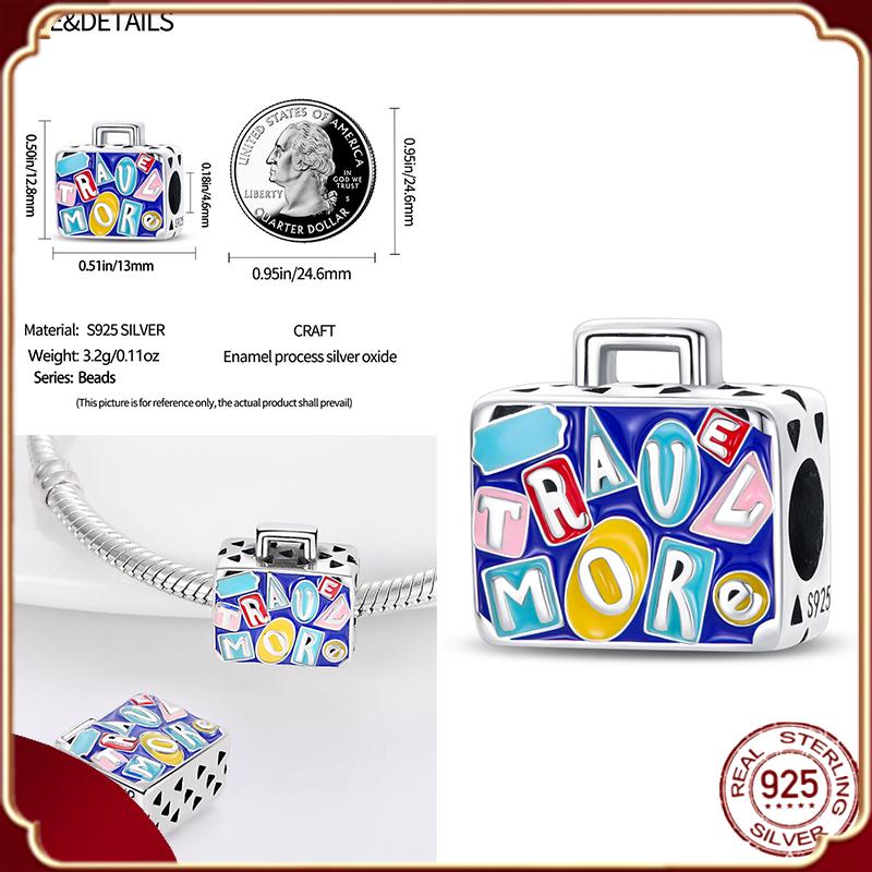 Подвески Plata De Ley S925, серебряный хамелеон, светящийся светлячок, самолет, чемодан, подходит для S925, оригинальные браслеты, кулон, ювелирные изделия своими руками