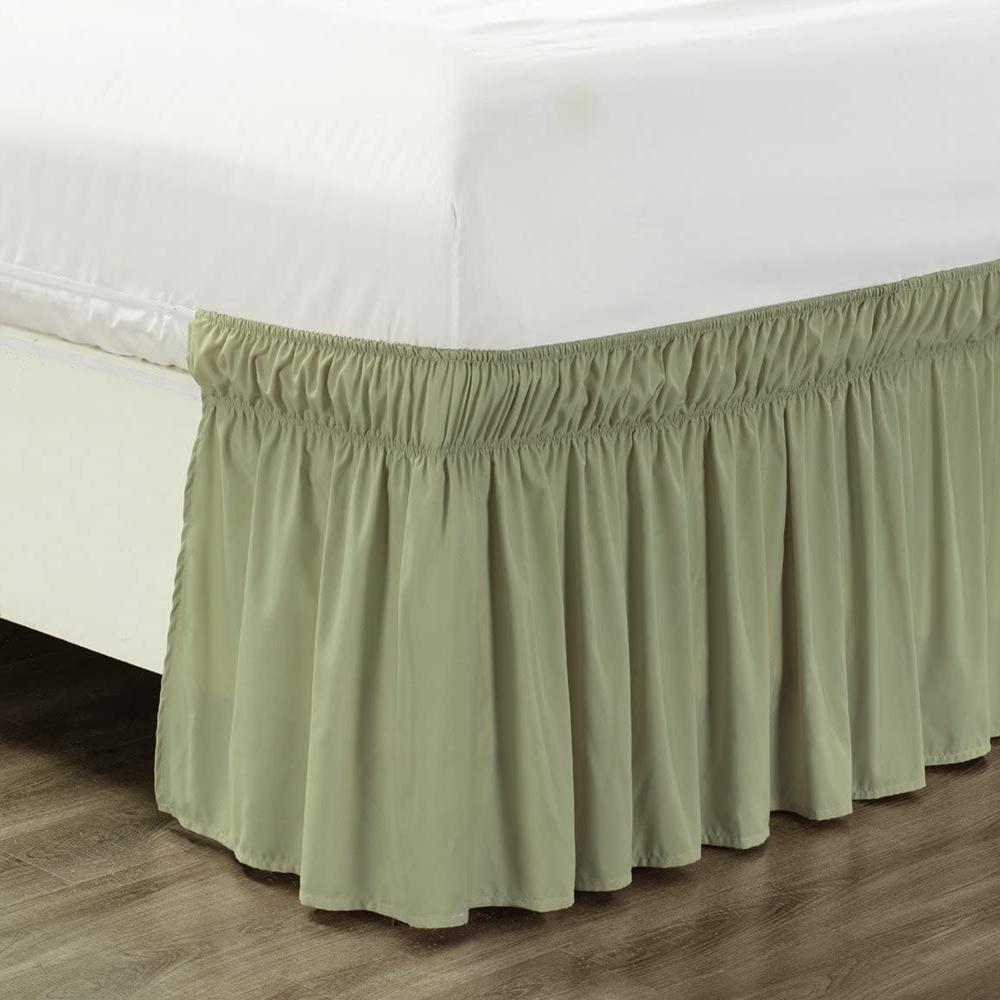 Top Selling Affordable Solid Color Wrap Around Ruffled Bed Skirt with Strong Elastic -Fade Resistant Fabric 15 Inch High