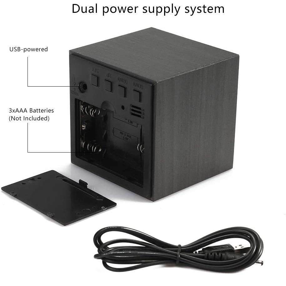 Wooden LED Alarm Digital Alarm Clock Wood Retro Glow Clock Desktop Table Decor Voice Control Snooze Function Desk Tools