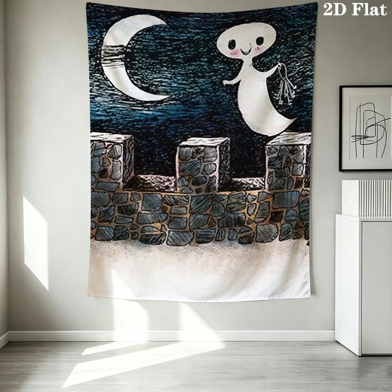 Das Kleine Gespenst Wall Tapestry Aesthetic Wall Hanging Printed Fabric Blanket Decorative Tapestries For Bedroom Living Room Home Decor