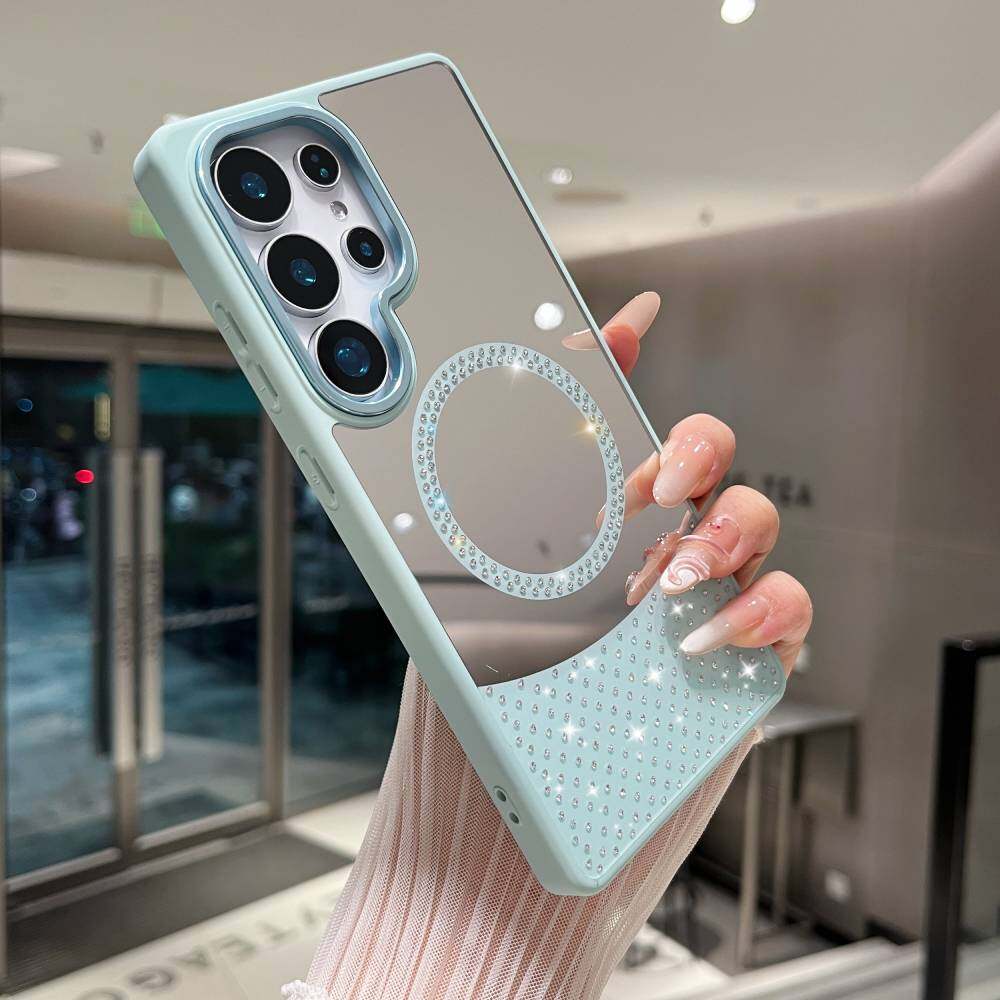 Зеркальный чехол для Samsung Galaxy A25 5G/ A35/ A55/A32/A26/A36/A56 MagSafe Magnetic Wireless Charger Fashion Makeup Candy Color Glitter Phone Cover