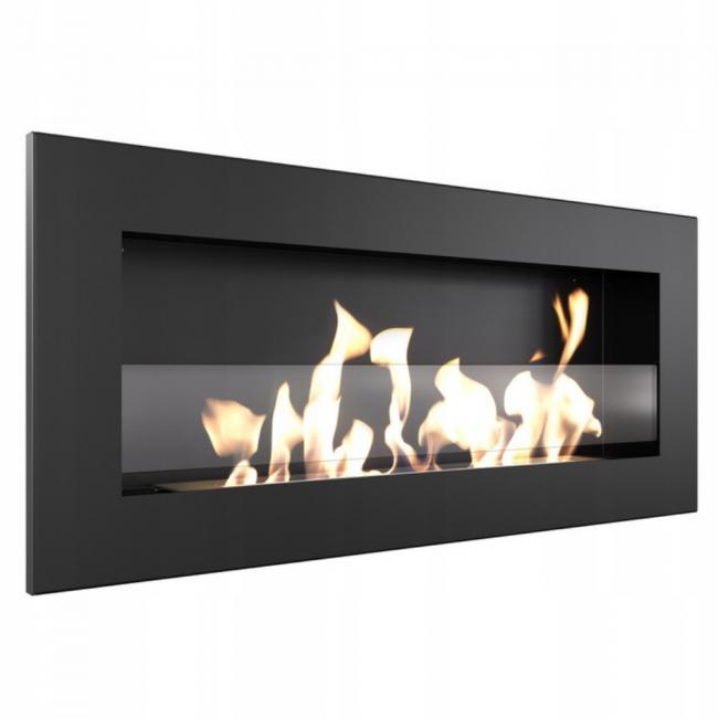 Fireplace Bioethanol 900x400 DELTA Black Flat Long Burner Glass Set