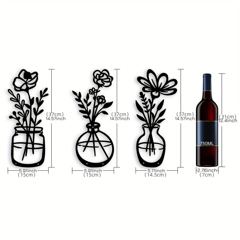 3 шт./компл. Черный металлический цветок настенный декор искусство цветочные знаки скульптура. Идеально подходит для стен патио и балконов. Наклейка на стену для домашнего декора