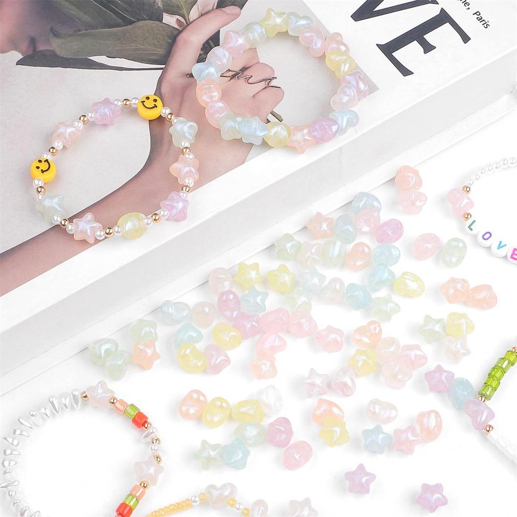 35-50 шт./пакет, 11 мм, пластиковые акриловые бусины в виде звезды и сердца для ожерелья, браслета, бусины для изготовления ювелирных изделий своими руками