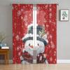 Christmas Snowman Snowflake Red Sheer Curtains for Living Room Decoration Window Curtains Kitchen Tulle Voile Curtains