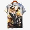 Unisex T-Shirts Cat Graphic T-Shirt 3D Animal Print Short Sleeve Tops Summer Tees Streetwear Oversized Loose Men's Clothing 6XL