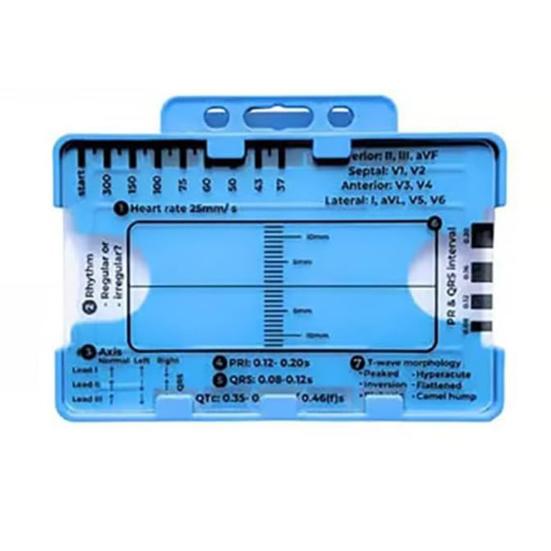 1Pc/1 Set EKG 7 Step Ruler Plastic Electrocardiogram Caliper Measuring Tool Transparent EKG Interpretation Reference Guide Card Measuring Ruler