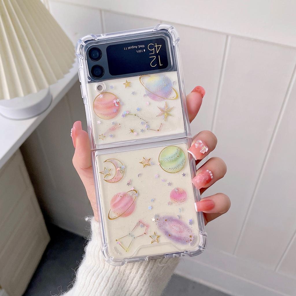 Чехол для Samsung Z Flip 3, прозрачный чехол для телефона с фантазийной звездой для Samsung Galaxy Z Flip 4 Zflip3, мягкая противоударная задняя крышка