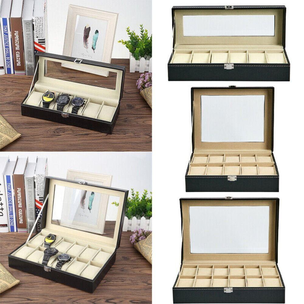 6 10 12 Grid Watch Display Box Black Watch Storage Box Luxury Watch Box