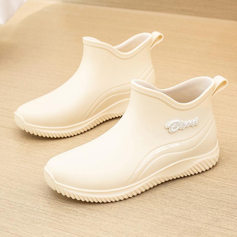 Women's Rain Shoes Short Tube New Fashion Outer Wear Student Water Shoes Warm Kitchen Work Non-slip Rain Boots Fashion Rubber Shoes Men