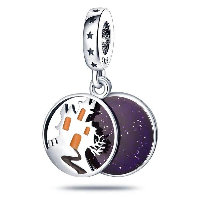 Новый Хэллоуин Черепа Призраки 100% Стерлингового Серебра 925 пробы Ведьма Мумия Подвеска Оригинальный Модный Браслет Ювелирные Изделия Своими Руками