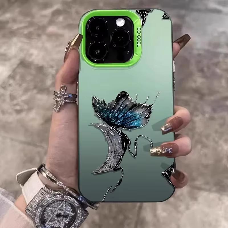 Luxury Moon Butterfly Phone Case For iPhone 17 16 15 14 13 12 11 Pro Max Plus 17 Air 16E XS X XR Shockproof Matte Back Cover