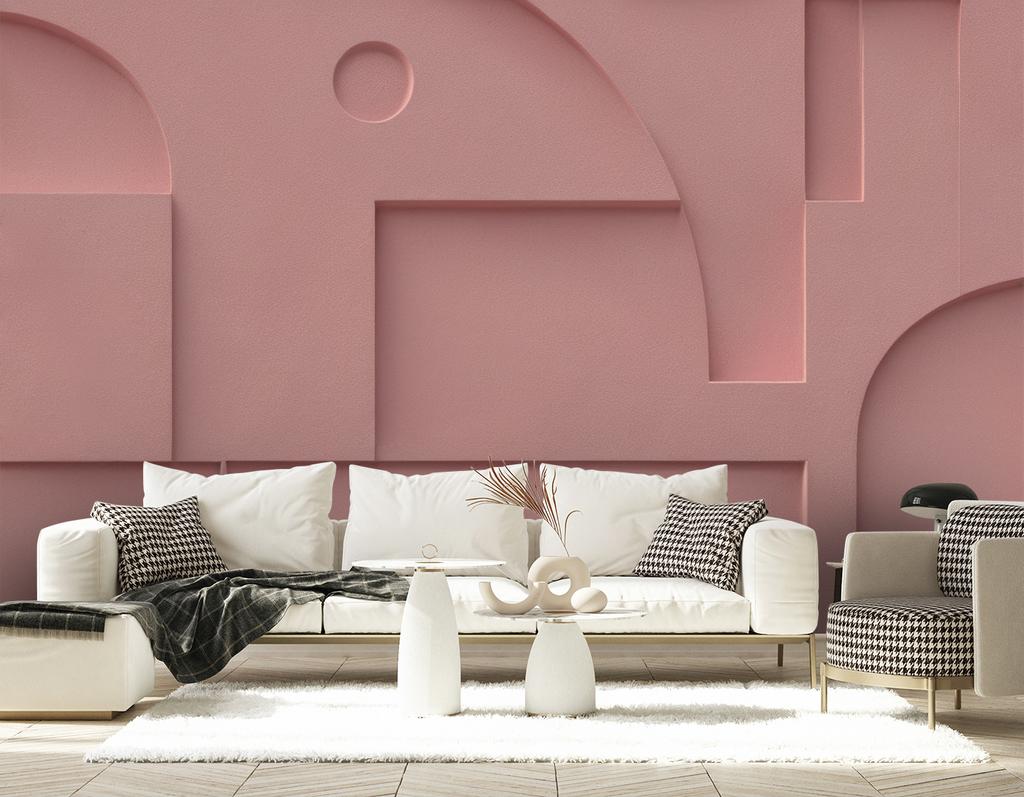 Wallpaper Pink Relief Geometry