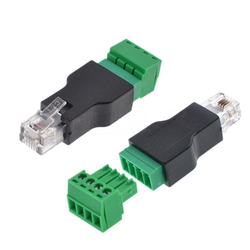 1/2 шт. 6P4C Папа на 4-контактный винтовой клеммник RJ11 Ethernet Разъем Конвертер для Телефонного Приемника Удлинительный Кабель Адаптер