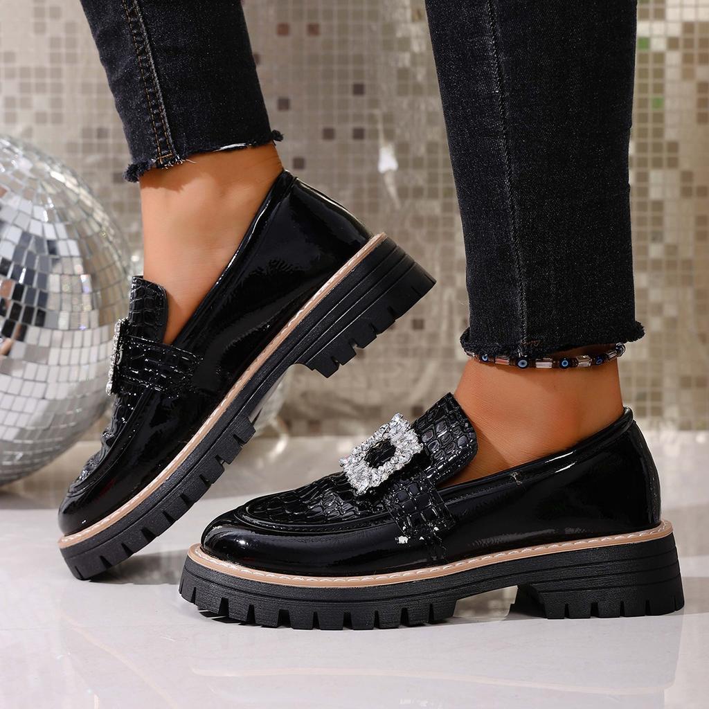 Платформенные маленькие кожаные туфли женские 2025 лето новая обувь на высоком каблуке в британском стиле, универсальные туфли, черные лоферы, одинарные туфли